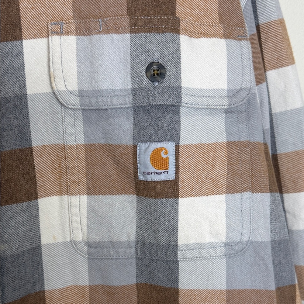 Carhartt Men's Gray and Brown Checkered Shirt - Picture 3 of 8